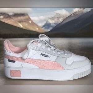 PUMA Women’s White and Pink Platform Sneaker
